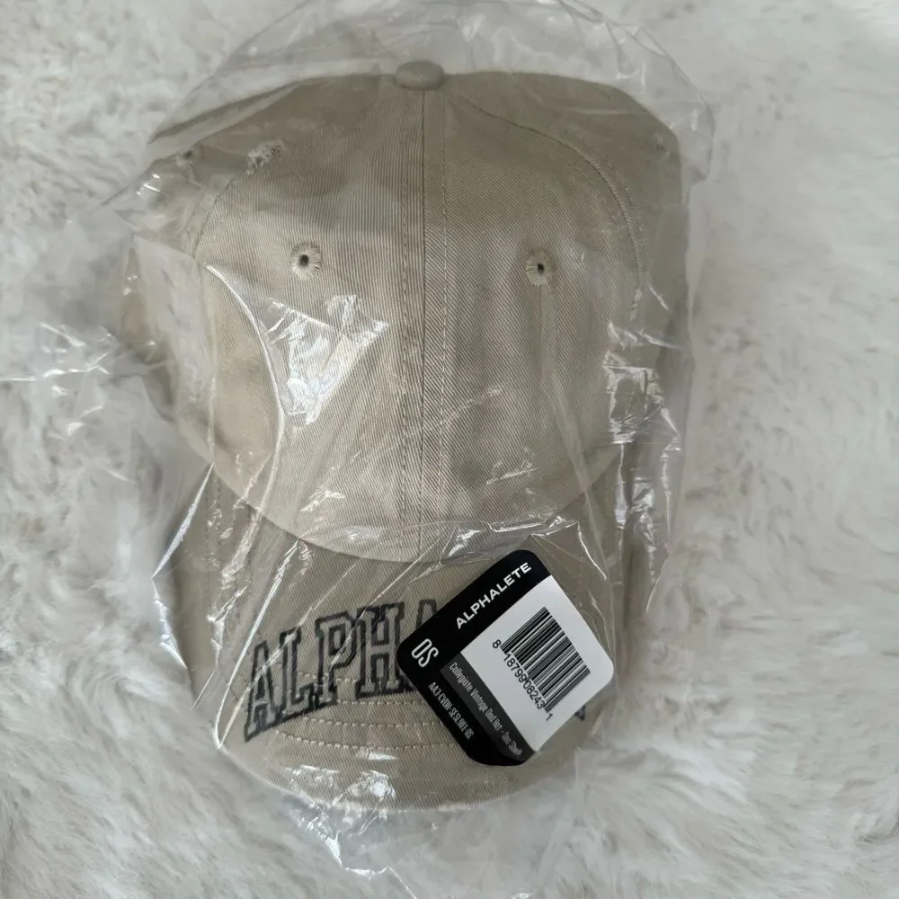 Alphalete COLLEGIATE VINTAGE CAP Unisex Distressed Dad Hat Sea Shell - Picture 3 of 4